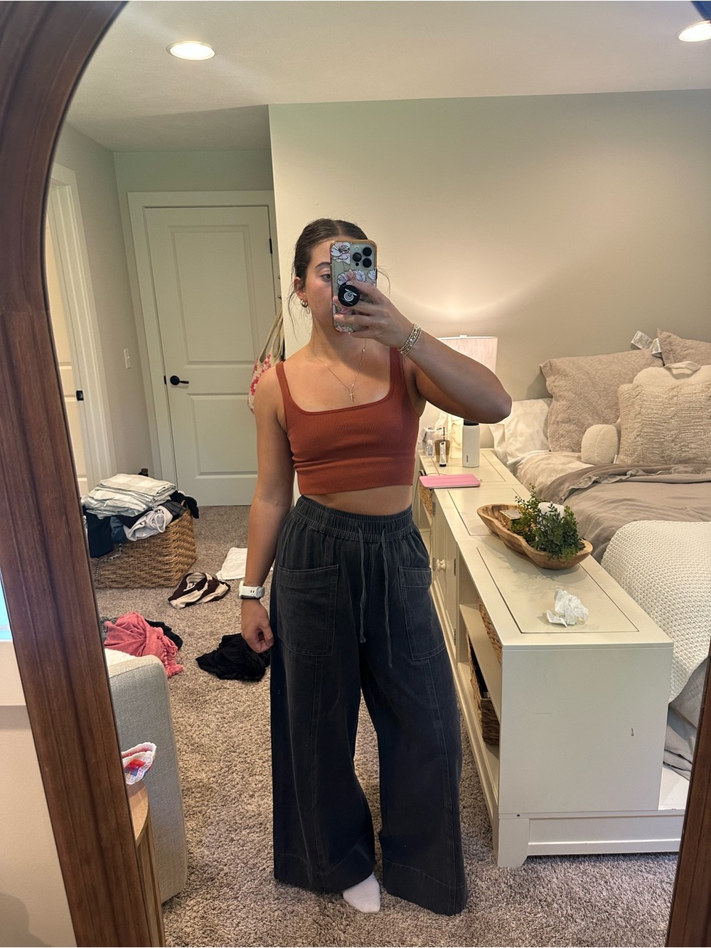 charcoal wide leg pants